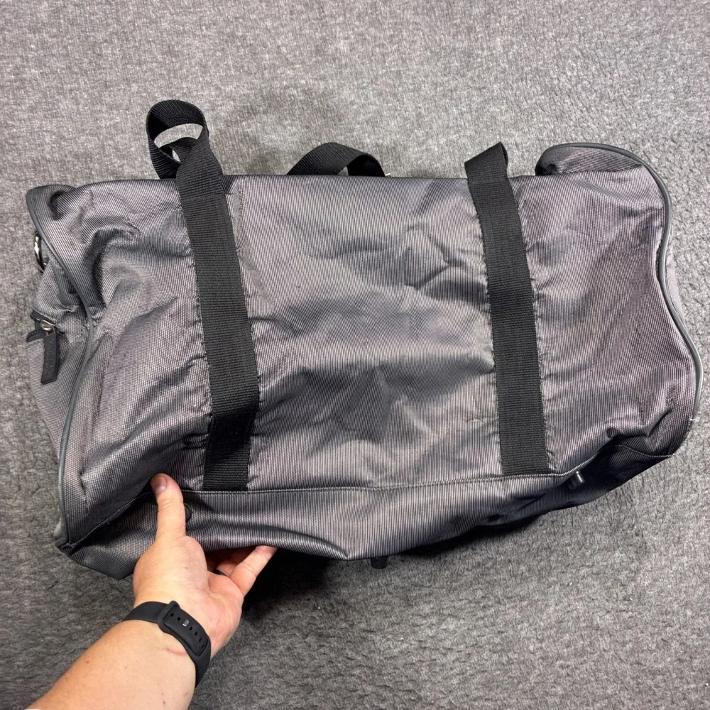 Versace Parfums Duffle Bag Large Gray Textured Travel Gym Weekender Vacation